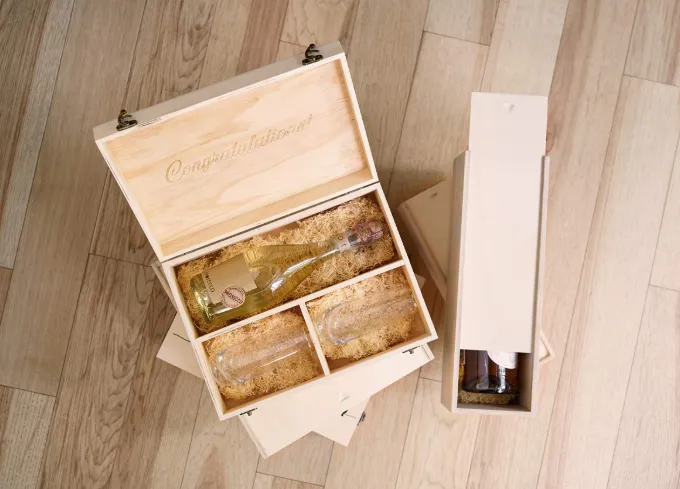 Wood Grain Single Bottle Wooden Decorative Wine Box manufacturers